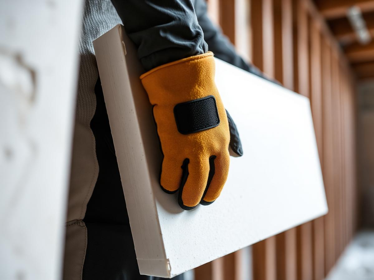 Pose d'un panneau d'isolant PSE